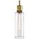Zigrina 6" E26 Cylindrical Pendant, 18" Clear Glass and Aged Bras