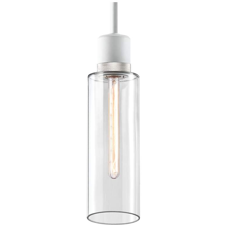 Image 1 Zigrina 6 inch E26 Cylindrical Pendant 18 inch Clear Glass, White &#38; N