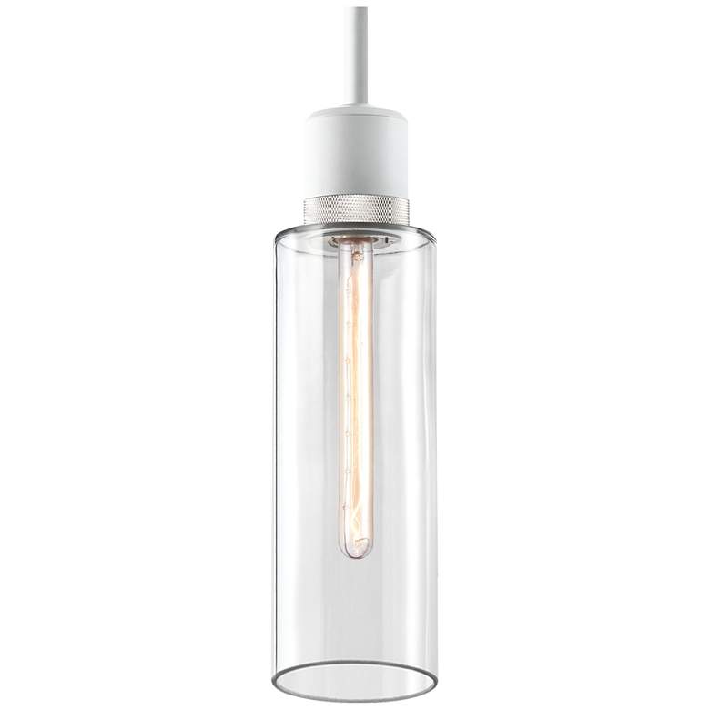 Image 1 Zigrina 6" E26 Cylindrical Pendant 18" Clear Glass, White & N
