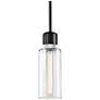 Zigrina 6" E26 Vertical Drum Pendant, 12" Clear Glass Black &