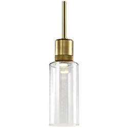 Zigrina 6" LED 3CCT Cylindrical Drum Pendant, 12" Clear Glass, Br