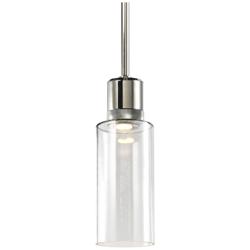 Zigrina 6&quot; LED 3CCT Cylindrical Drum Pendant 12&quot; Clear Glass, Nic