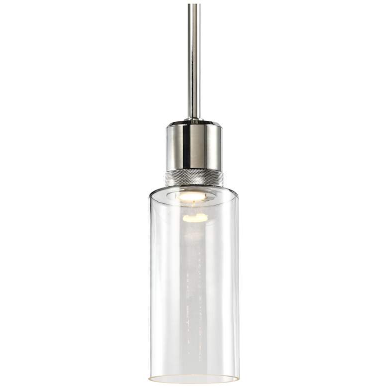 Image 1 Zigrina 6" LED 3CCT Cylindrical Drum Pendant 12" Clear Glass, Nic