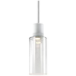Zigrina 6&quot; LED 3CCT Cylindrical Drum Pendant, 12&quot; Clear Glass, Wh