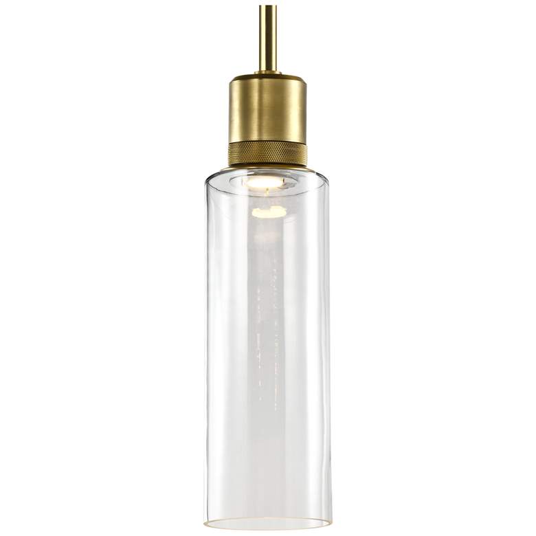 Image 1 Zigrina 6" LED 3CCT Cylindrical Drum Pendant 18" Clear Glass, Bra