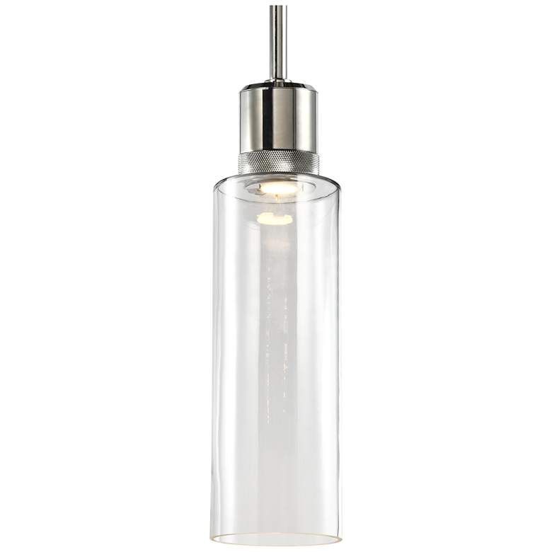 Image 1 Zigrina 6" LED 3CCT Cylindrical Drum Pendant 18" Clear Glass, Nic