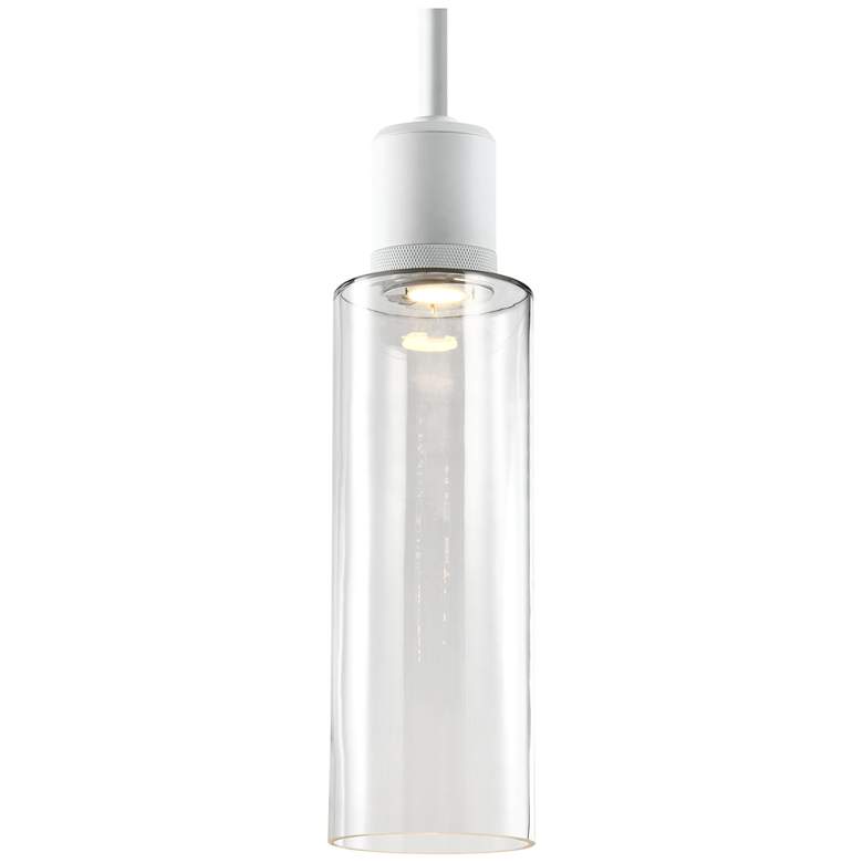 Image 1 Zigrina 6" LED 3CCT Cylindrical Drum Pendant, 18" Clear Glass, Wh