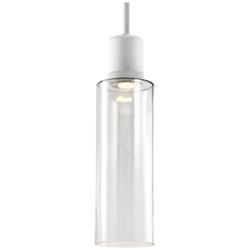 Zigrina 6&quot; LED 3CCT Cylindrical Drum Pendant, 18&quot; Clear Glass, Wh
