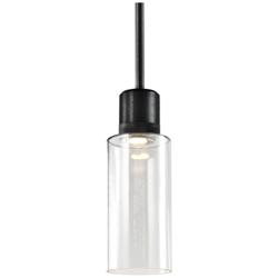 Zigrina 6&quot; LED 3CCT Cylindrical Pendant, 12&quot; Clear Glass and Blac