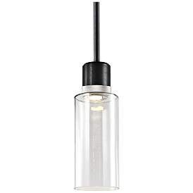 Image1 of Zigrina 6" LED 3CCT Cylindrical Pendant, 12" Glass Black and Nick