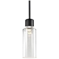Zigrina 6" LED 3CCT Cylindrical Pendant, 12" Glass Black and Nick