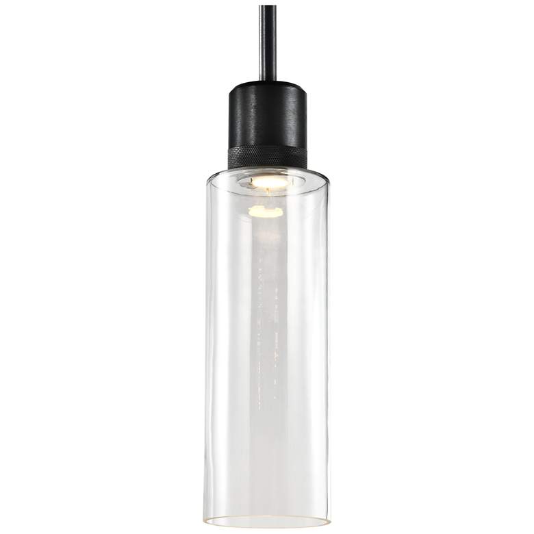 Image 1 Zigrina 6 inch LED 3CCT Cylindrical Pendant, 18 inch Clear Glass and Blac