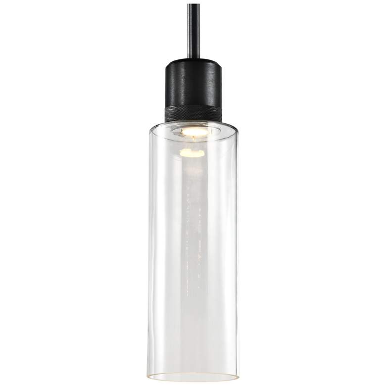 Image 1 Zigrina 6" LED 3CCT Cylindrical Pendant, 18" Clear Glass and Blac