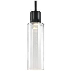 Zigrina 6&quot; LED 3CCT Cylindrical Pendant, 18&quot; Clear Glass and Blac