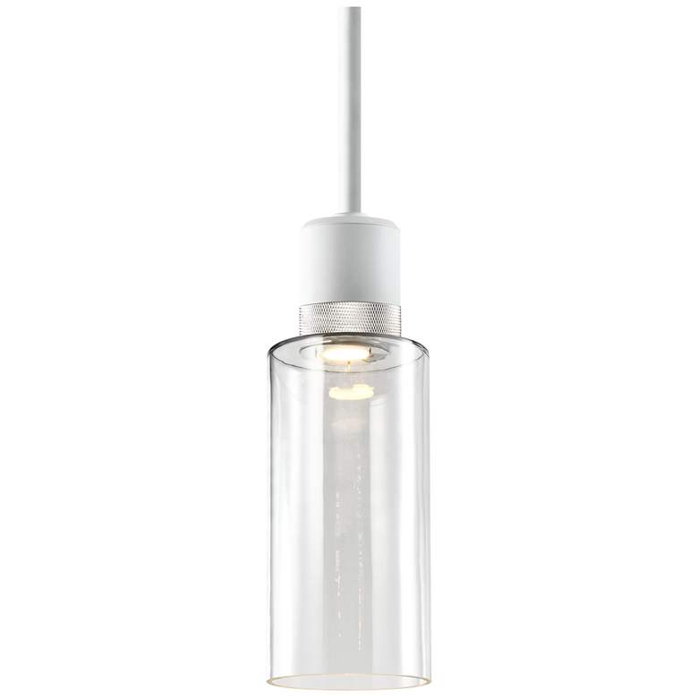 Image 1 Zigrina 6" LED 3CCT Drum Pendant, 12" Clear Glass, White & Ni