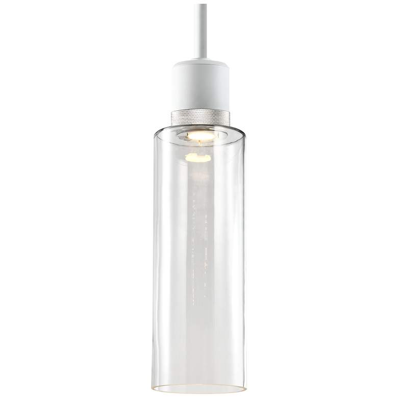 Image 1 Zigrina 6 inch LED 3CCT Drum Pendant, 18 inch Clear Glass, White &#38; Ni