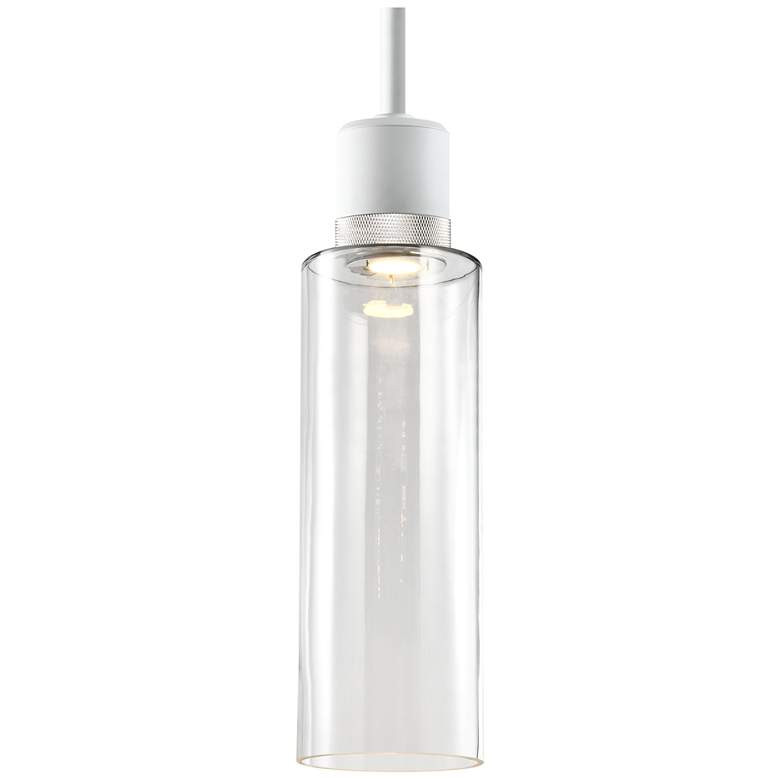 Image 1 Zigrina 6" LED 3CCT Drum Pendant, 18" Clear Glass, White & Ni
