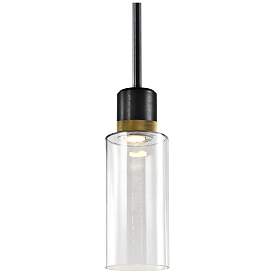 Image1 of Zigrina 6" LED 3CCT Vertical Pendant, 12" Clear Glass Black &