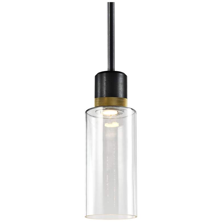 Image 1 Zigrina 6" LED 3CCT Vertical Pendant, 12" Clear Glass Black &