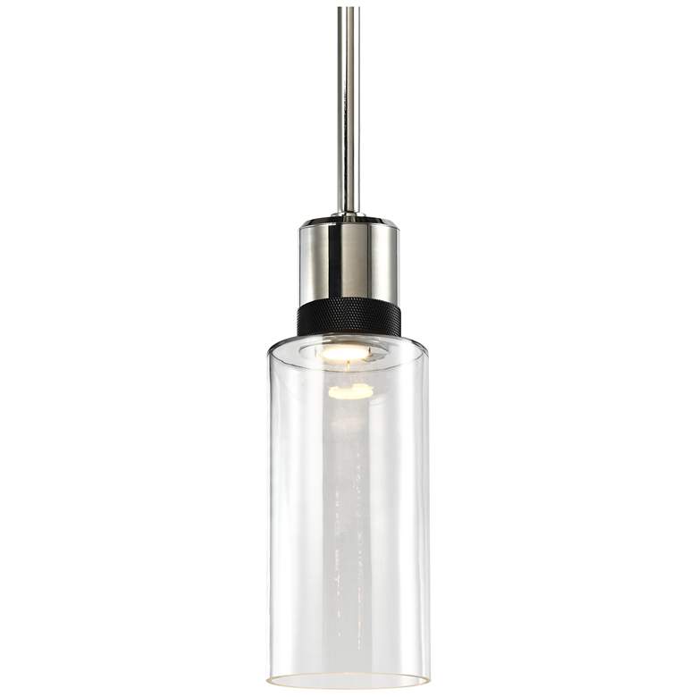 Image 1 Zigrina 6" LED 3CCT Vertical Pendant, 12" Clear Glass Nickel &