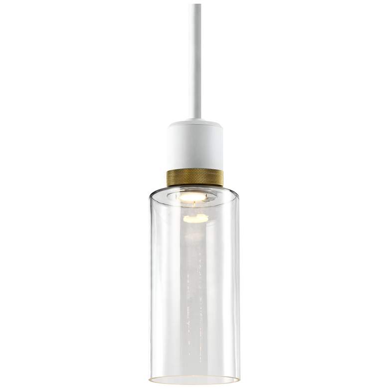 Image 1 Zigrina 6" LED 3CCT Vertical Pendant, 12" Clear Glass, White &