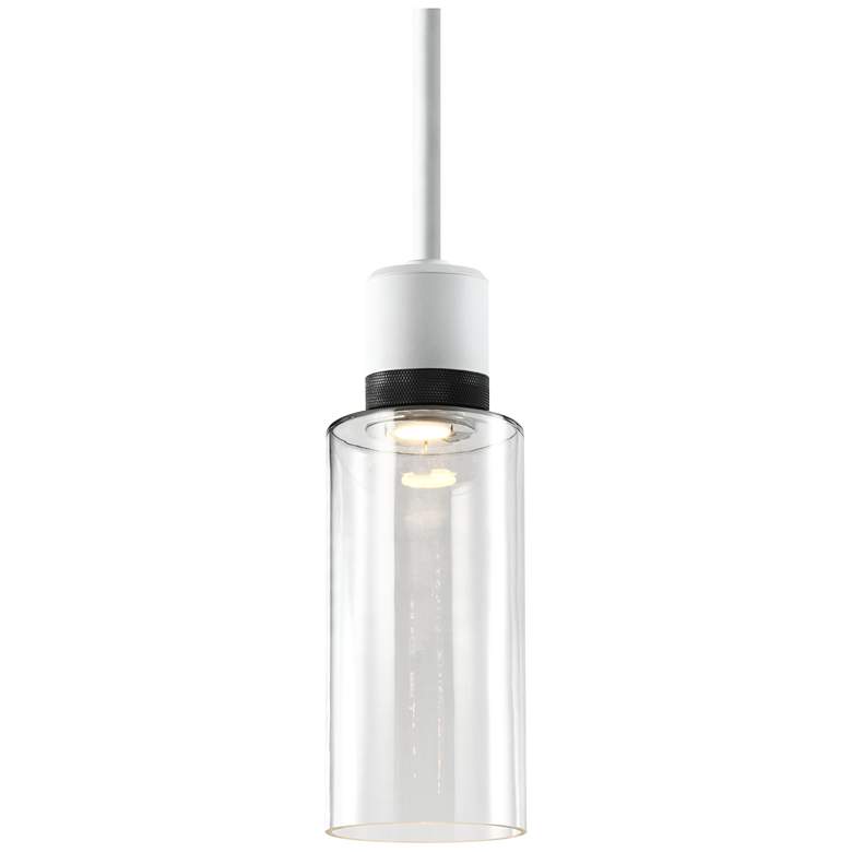 Image 1 Zigrina 6" LED 3CCT Vertical Pendant, 12" Clear Glass, White &