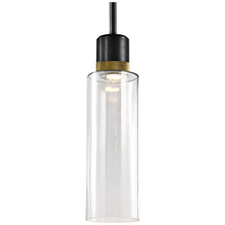 Image 1 Zigrina 6" LED 3CCT Vertical Pendant, 18" Clear Glass, Black &