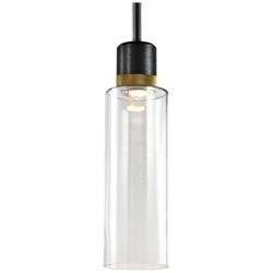Zigrina 6" LED 3CCT Vertical Pendant, 18" Clear Glass, Black &