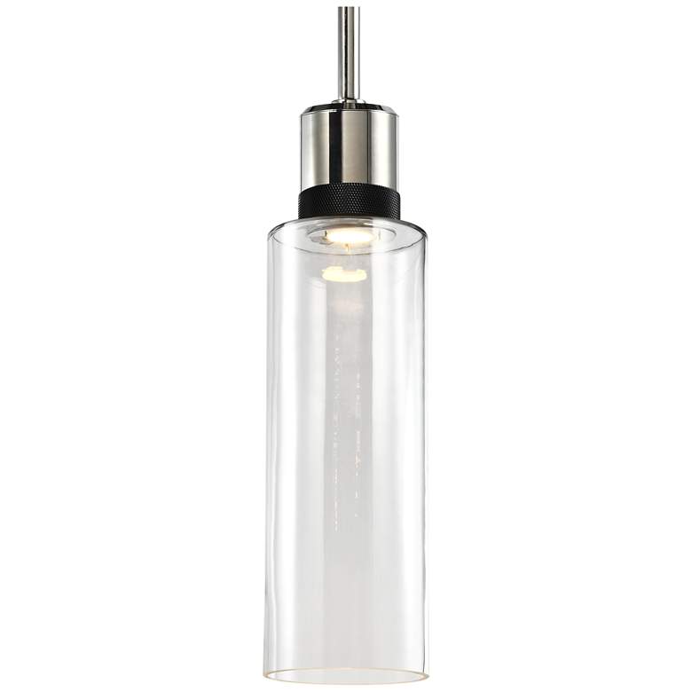 Image 1 Zigrina 6" LED 3CCT Vertical Pendant, 18" Clear Glass Nickel &