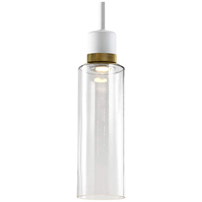 Image 1 Zigrina 6" LED 3CCT Vertical Pendant, 18" Clear Glass, White &