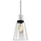Zigrina 7" E26 Clear Bell Glass Pendant Matte White with Black Metal F