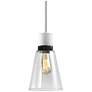 Zigrina 7" E26 Clear Bell Glass Pendant Matte White with Black Metal F