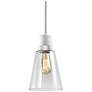 Zigrina 7" E26 Clear Bell Glass Pendant Matte White with Nickel Finish
