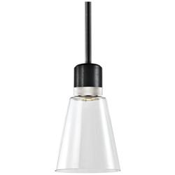 Zigrina 7" LED 3CCT Clear Bell Glass Pendant, Black & Nickel Metal
