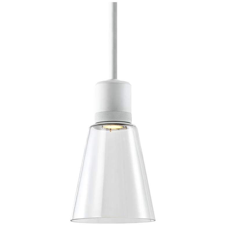Image 1 Zigrina 7 inch LED 3CCT Clear Bell Glass Pendant Light Matte White Metal F