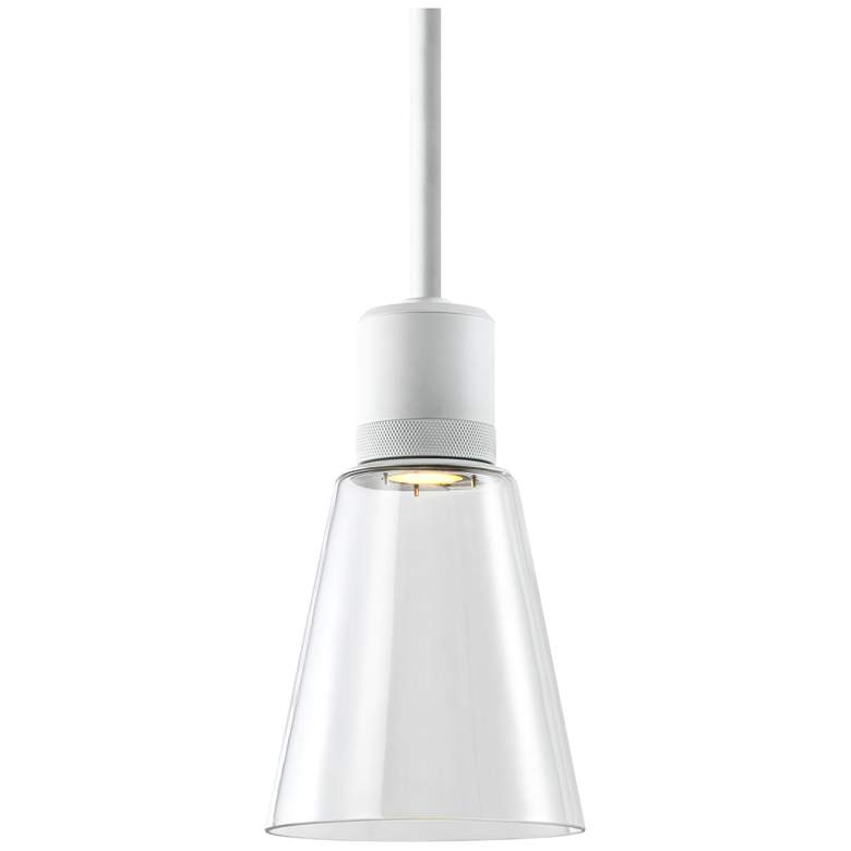 Image 1 Zigrina 7" LED 3CCT Clear Bell Glass Pendant Light Matte White Metal F