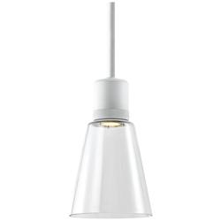 Zigrina 7&quot; LED 3CCT Clear Bell Glass Pendant Light Matte White Metal F