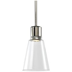Zigrina 7&quot; LED 3CCT Clear Bell Glass Pendant, Polished Nickel Metal Fi