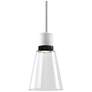 Zigrina 7" LED 3CCT Clear Bell Glass Pendant, White with Black Metal F