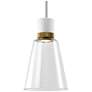 Zigrina 7" LED 3CCT Clear Bell Glass Pendant, White with Brass Metal F