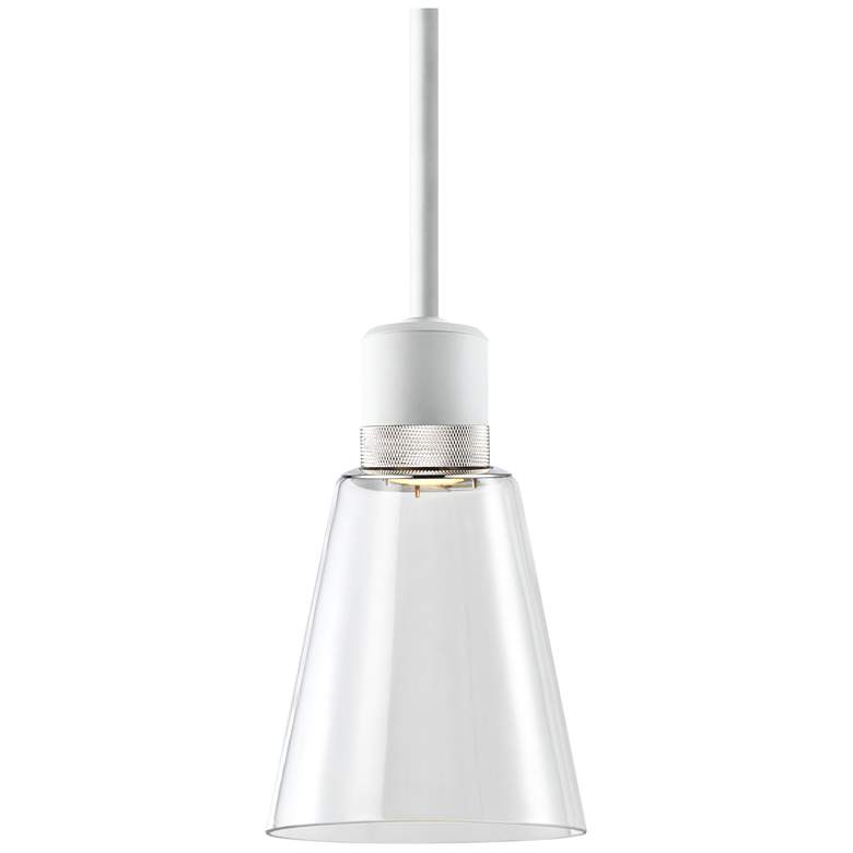 Image 1 Zigrina 7" LED 3CCT Clear Bell Glass Pendant White with Nickel Metal F