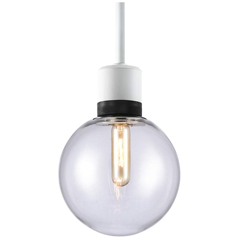 Image 1 Zigrina 8" E26 Clear Globe Glass Pendant and White with Black Metal Fi