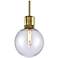 Zigrina 8" E26 Clear Globe Glass Pendant Light and Aged Brass Metal Fi
