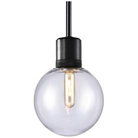 Image1 of Zigrina 8" E26 Clear Globe Glass Pendant Light and Black Metal Finish