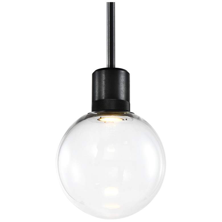 Image 1 Zigrina 8" LED 3CCT Clear Globe Glass Pendant and Black Metal Finish