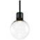 Zigrina 8" LED 3CCT Clear Globe Glass Pendant and Black Metal Finish