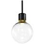 Zigrina 8" LED 3CCT Clear Globe Glass Pendant, Black & Brass Metal