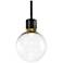 Zigrina 8" LED 3CCT Clear Globe Glass Pendant, Black & Brass Metal