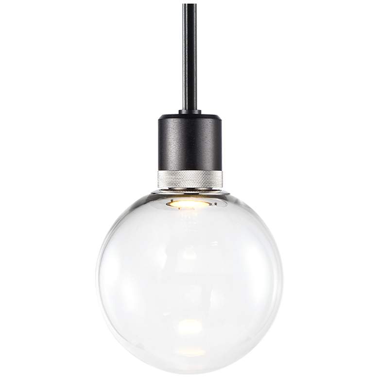Image 1 Zigrina 8" LED 3CCT Clear Globe Glass Pendant, Black & Nickel Meta