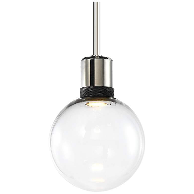 Image 1 Zigrina 8" LED 3CCT Clear Globe Glass Pendant, Nickel & Black Meta
